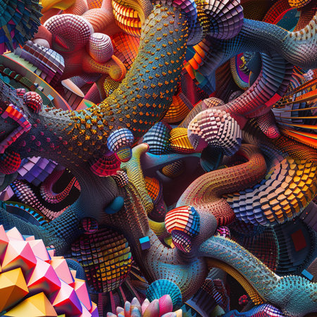 3d illustration of abstract geometric composition,digital art works. Computer generated graphics.の素材