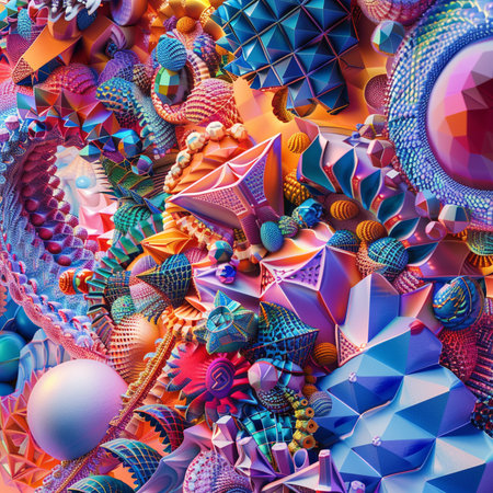 3d illustration of abstract geometric composition,digital art works. Computer generated graphics.の素材