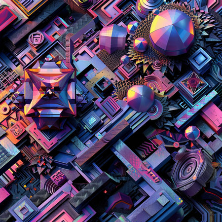 3d illustration, abstract geometric composition, computer-generated image.の素材