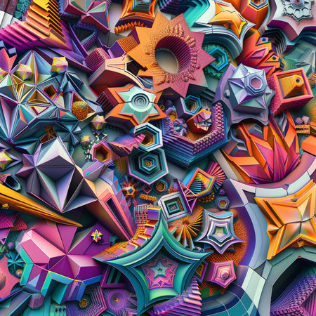 3d illustration, abstract geometric colorful background, computer-generated image.の素材