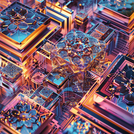 3d illustration of abstract geometric composition,digital art works. Computer generated graphics.の素材