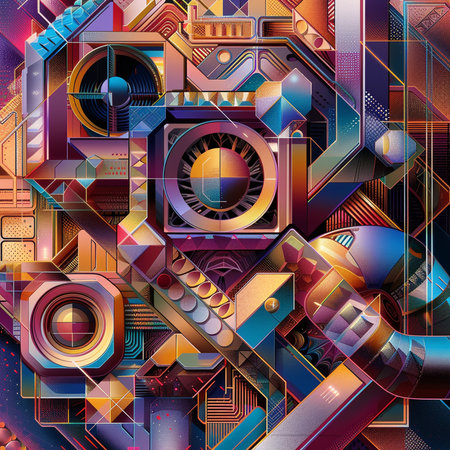 Abstract technology background with geometric elements. Vector illustration for your design.の素材