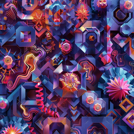 Abstract geometric background. 3d rendering, 3d illustration. Computer digital drawing.の素材