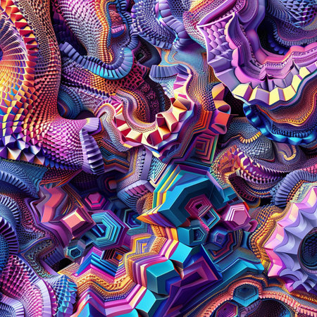 Abstract fractal background. Psychedelic digital art. 3D rendering.の素材