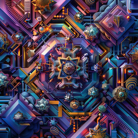 3d illustration of abstract geometric composition,digital art works. Computer generated graphics.の素材
