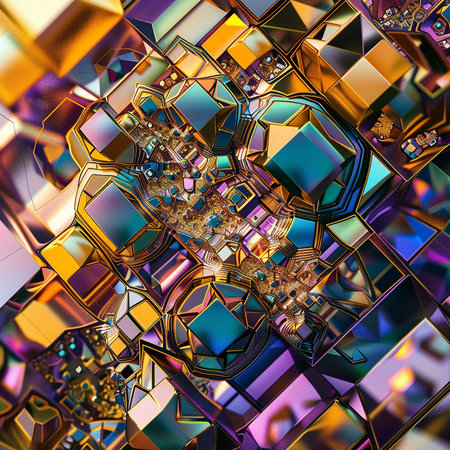 3d illustration of abstract geometric composition,digital fractal art works.の素材