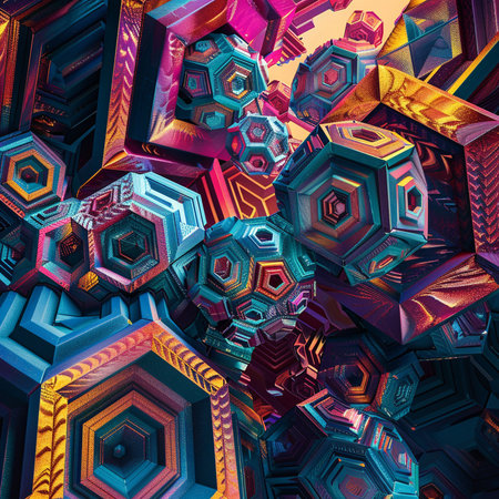 3d rendering of abstract geometric shapes in virtual space. Futuristic background designの素材