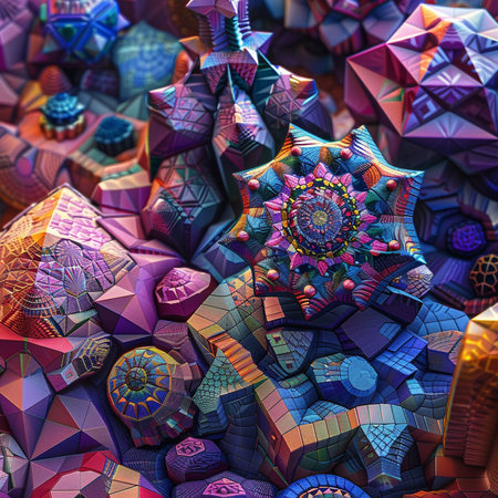 3d illustration of abstract geometric composition,digital art works. 3d rendering.の素材