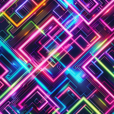 Abstract background with neon glowing squares. Vector illustration. Eps 10.の素材