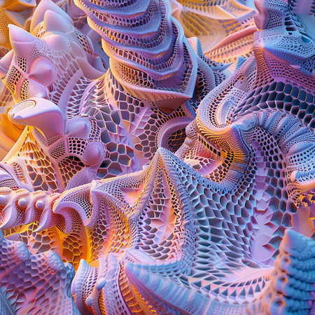 Abstract fractal. Fractal art background for creative design. Decoration for wallpaper, desktop, poster, cover booklet. Print for clothes, t-shirt. Creative illustration for designの素材