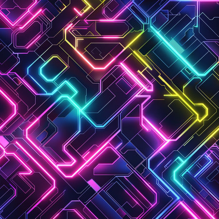 Abstract technology background with neon lights. Vector illustration. Eps 10.の素材