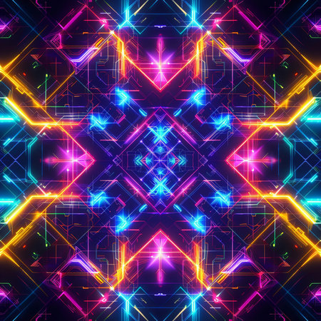 Neon glowing abstract background. 3d rendering, 3d illustration.の素材