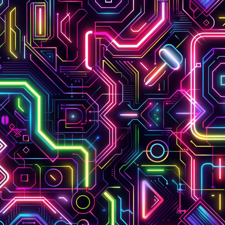 Neon abstract technology background. Vector illustration. Eps 10 files.の素材