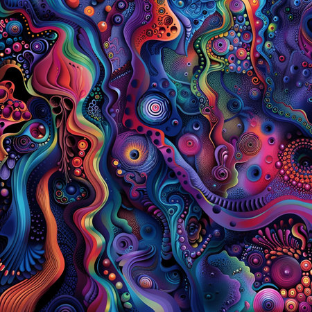 Abstract colorful background. Psychedelic fractal texture. 3D rendering.の素材