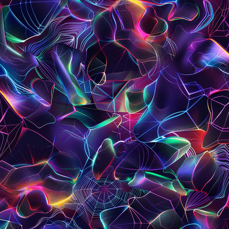 Abstract seamless pattern with colorful glowing elements. Vector illustration for your designの素材