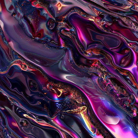 Abstract background with iridescent wavy pattern. Computer generated graphics.の素材
