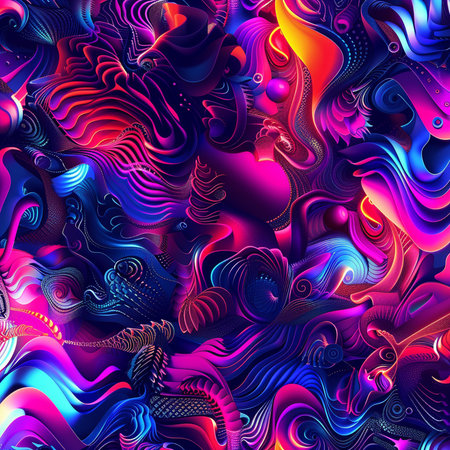 Seamless pattern with abstract wavy elements. Vector image.の素材