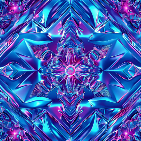 3D render of plastic background with embossed abstract fractal on leatherの素材