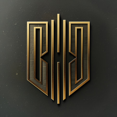 3d illustration of the letter H in gold on a black backgroundの素材