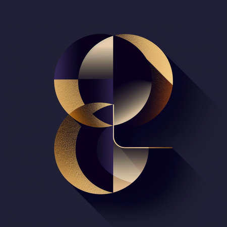 3D number three. Glossy golden font with shadow on dark backgroundの素材