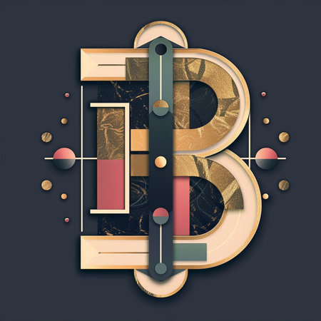Vector illustration of the letter B in a modern style with geometric elementsの素材