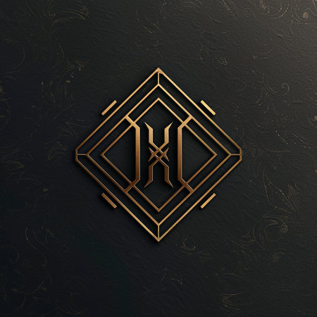 Luxury golden monogram on black textured background. Vector illustrationの素材