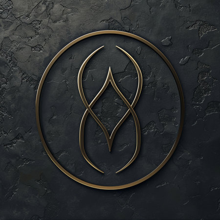 Elegant golden ornament on a black textured background. 3d renderingの素材