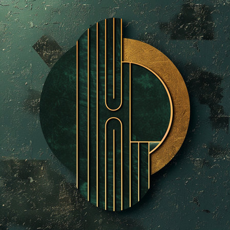 3d illustration. Golden letter D on a textured background.の素材