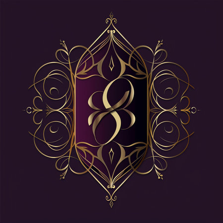 Luxury monogram in the form of a shield. Vector illustrationの素材