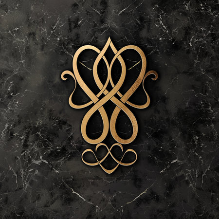 Luxury golden ornament on a black marble background. Template for laser cutting.の素材