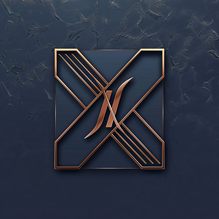 Luxury golden letter X on dark blue background. Vector illustrationの素材