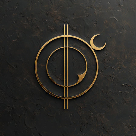 Ramadan Kareem greeting card. Golden moon and crescent on black textured background.の素材