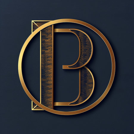 Elegant letter B in retro style. Template for design.の素材