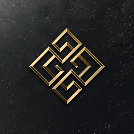 Luxury black background with golden ornament. 3d render.の素材