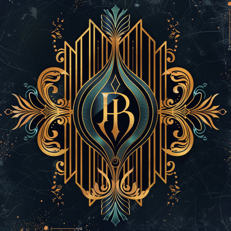 Luxury vintage monogram with ornate elements, vector illustrationの素材