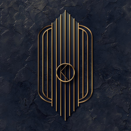 Luxury golden metal frame on dark textured background. 3d renderingの素材