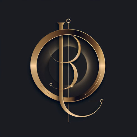 Elegant gold letter B on black background. Vector illustration.の素材