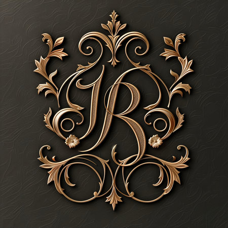 Luxury monogram in the style of Baroque.の素材