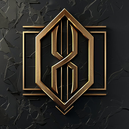 Golden monogram on black background. Element for design. Template for design.の素材