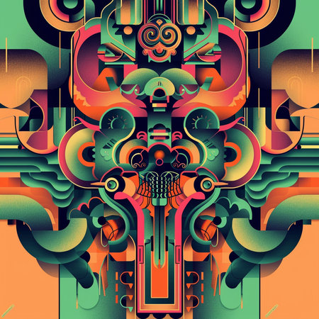 Abstract colorful background with a lot of different geometric elements and shapes.の素材