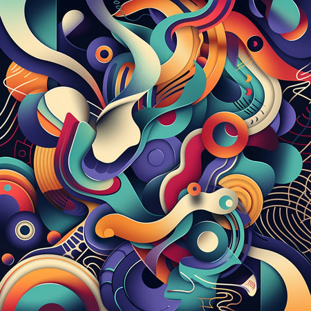 Colorful abstract background with swirls and waves. Vector illustration.の素材