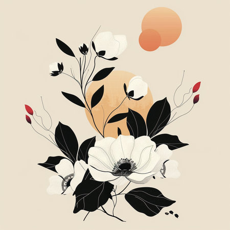 Elegant floral background with hand drawn flowers. Vector illustration.の素材