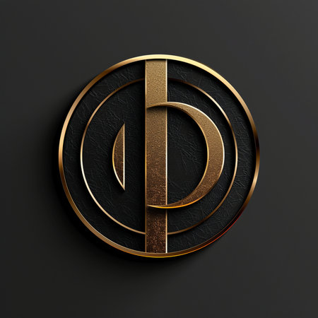 Elegant letter D in black and gold. 3D rendered font.の素材
