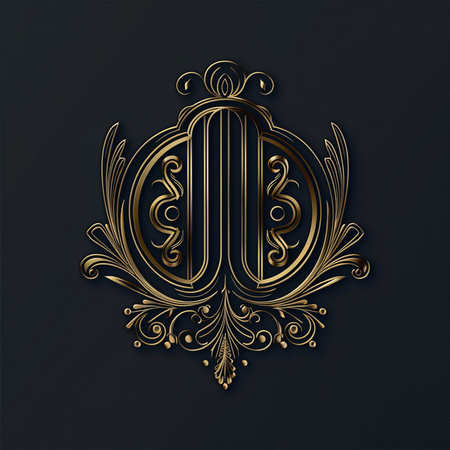 Luxury monogram design. Letter U in the style of Baroque.の素材