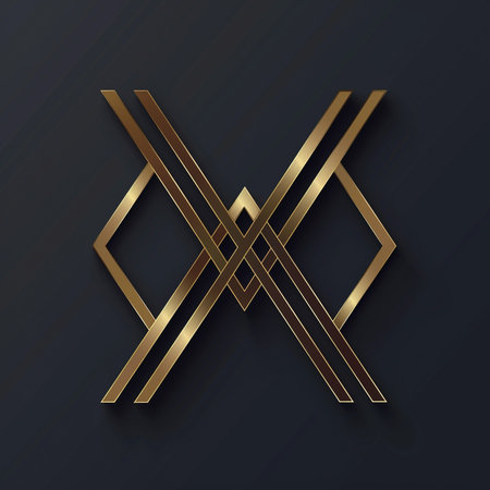 Vector illustration of gold letter M on a black background. Eps10の素材