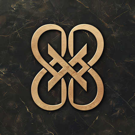 3D illustration of a Celtic knot on a textured background.の素材