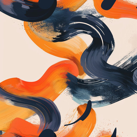 Seamless pattern with abstract brush strokes. Hand-drawn illustration.の素材