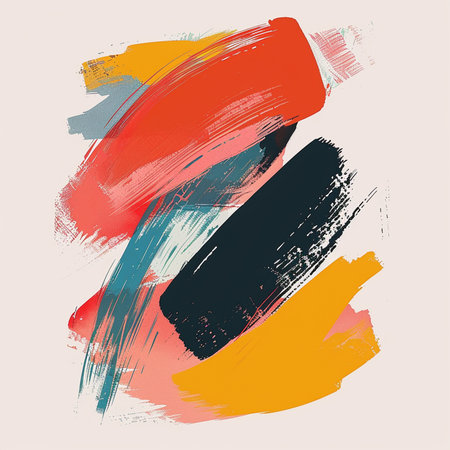 Abstract background with multicolored brush strokes and stains. Vector illustration.の素材