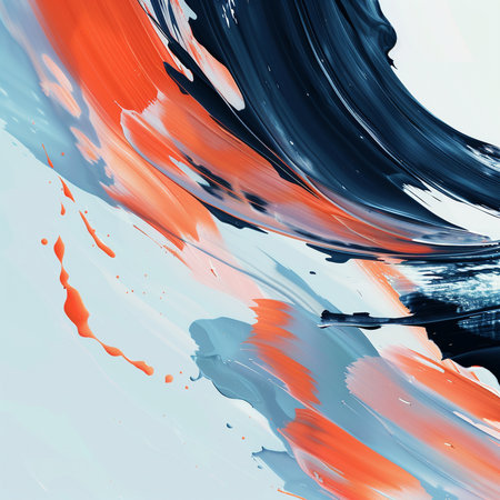 Abstract background with blue and orange paint splashes. 3d renderingの素材