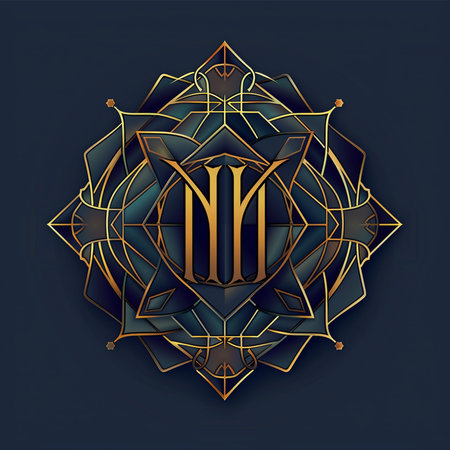 Elegant monogram in the form of a mandala. The letter Nの素材